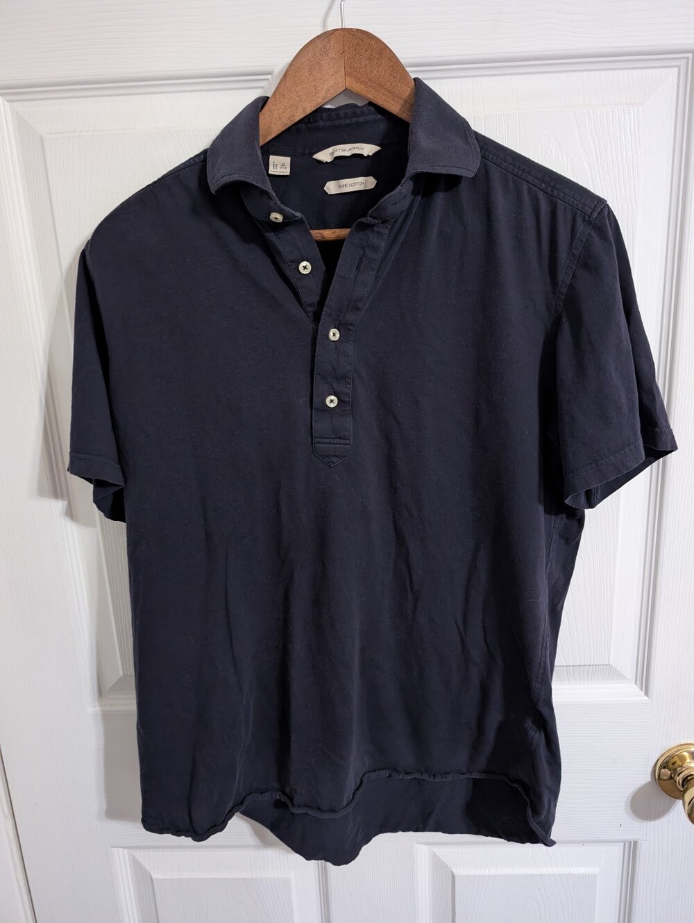 Suitsupply Mens Polo Blue Cotton Short Sleeve Shirt Short Sleeve Size 42 16.5